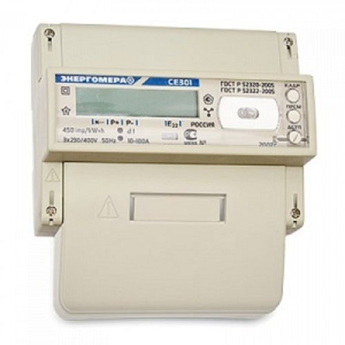 Счетчик электроэнергии 3Ф многотарифный Энергомера CE307 R33.145.ОA.N 60/5 Т1 D 230/400В ЖК оптопорт картинка